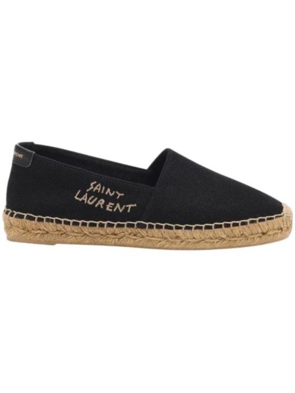 SAINT LAURENT logo embroidered canvas espadrilles flats